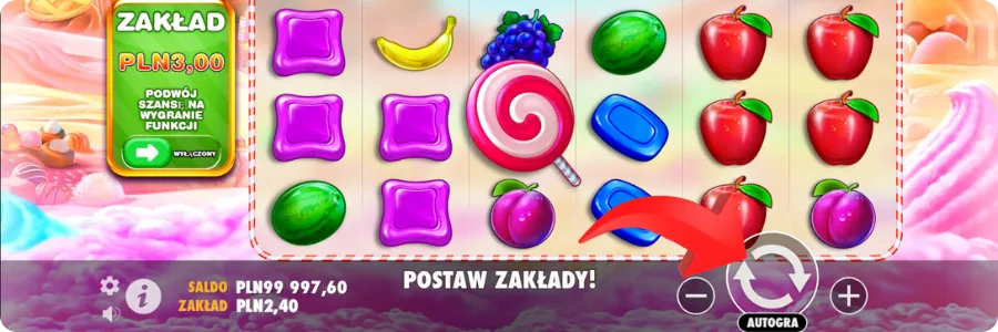 Rozpoczęcie gry Sweet Bonanza
