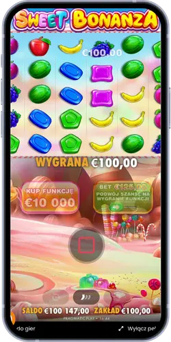 Wygrana 100 euro Sweet Bonanza