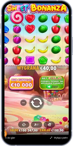 Wygrana 40 euro Sweet Bonanza